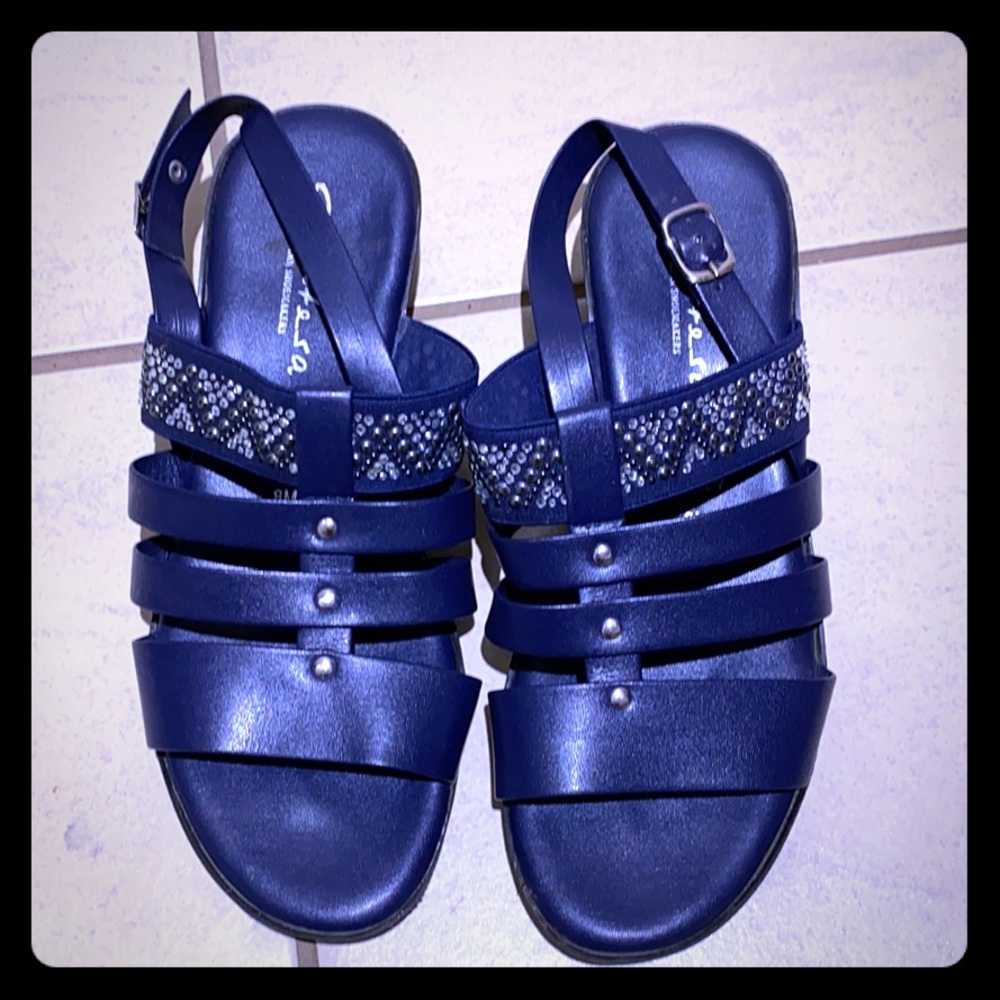 Comtesa Navy Blue sandals- Italian leather NWOT